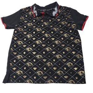 Switch Remarkable Shirt Boy XL Black Collar Gold Bee Embroidered Comfort Stretch